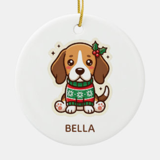 Cute Beagle Christmas Sweater Kawaii Dog Ornament