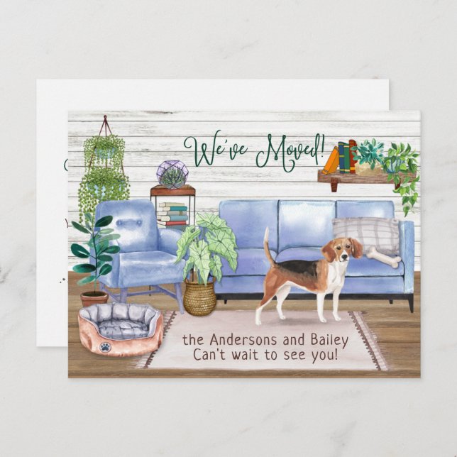 Cute Beagle Cosy New Home Moving          Announcement Postcard (Front/Back)