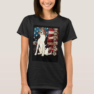 Cute Beagle Dad American Flag Patriotic 4th Of Jul T-Shirt