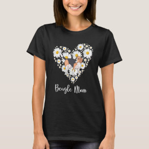 Cute Beagle Daisy Flower Heart Mothers Day T-Shirt