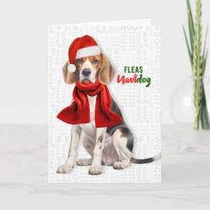 Cute Beagle Dog Funny Fleas Navidog Christmas Holiday Card
