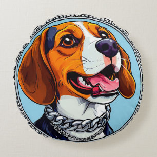 🐶 Cute Beagle Dog Gift For Pet Lover 🎁 Round Cushion