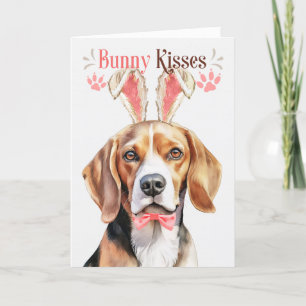 Cute Beagle Dog in Bunny Ears Easter Holiday Card