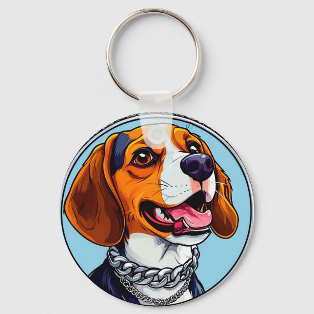 Cute beagle Dog Key Ring (Front)