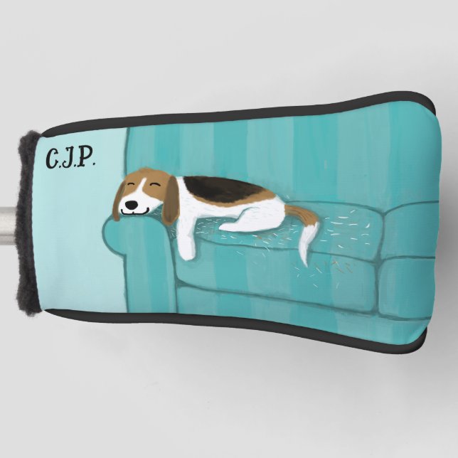 Cute Beagle Dog Lover Custom Golf Head Cover (Front)