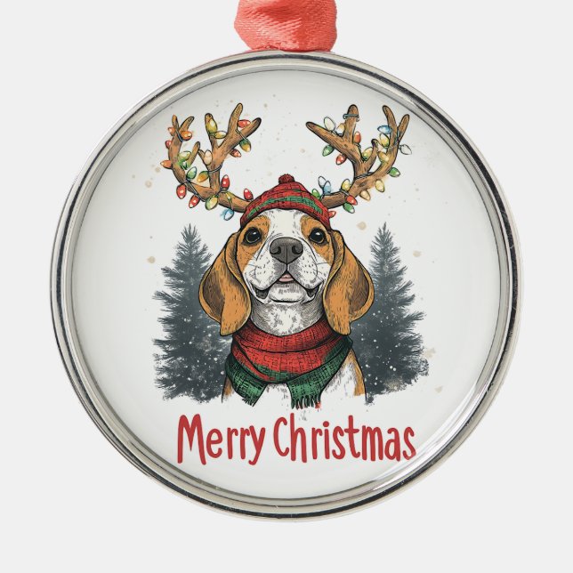Cute Beagle Dog Metal Tree Decoration (Front)