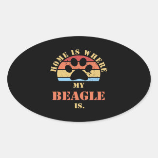 Cute Beagle Dog Oval Sticker