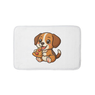 Cute beagle dog pizza pizza lovers cartoon bath mat