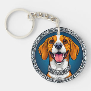 Cute Beagle Dog Portrait For Everyday Use Gift Key Ring