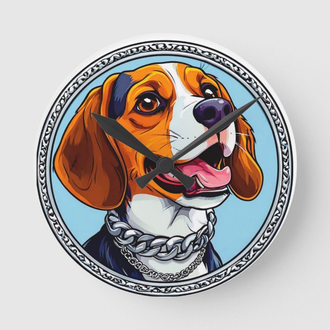 Cute beagle Dog Round Clock (Front)