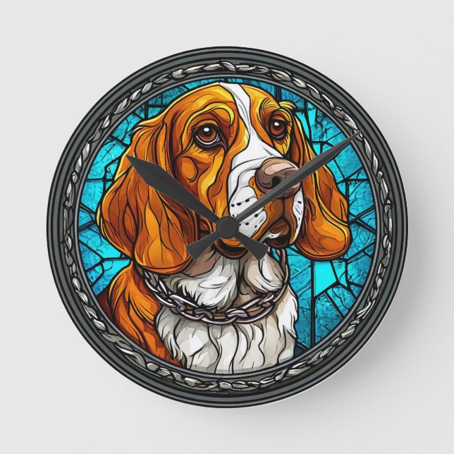Cute Beagle dog Round Clock (Front)