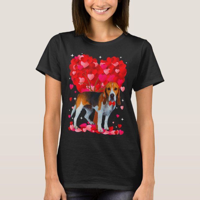 Cute Beagle Dog Valentines Day Heart Puppy Lover T-Shirt (Front)