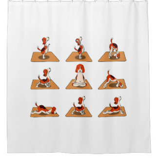 Cute Beagle Dogs Yoga Asana Poses Shower Curtain