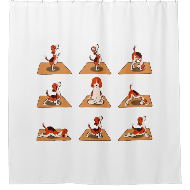 Cute Beagle Dogs Yoga Asana Poses  Shower Curtain (Front)