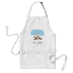 Cute Beagle Enjoying Winter Let it Snow Holiday Standard Apron