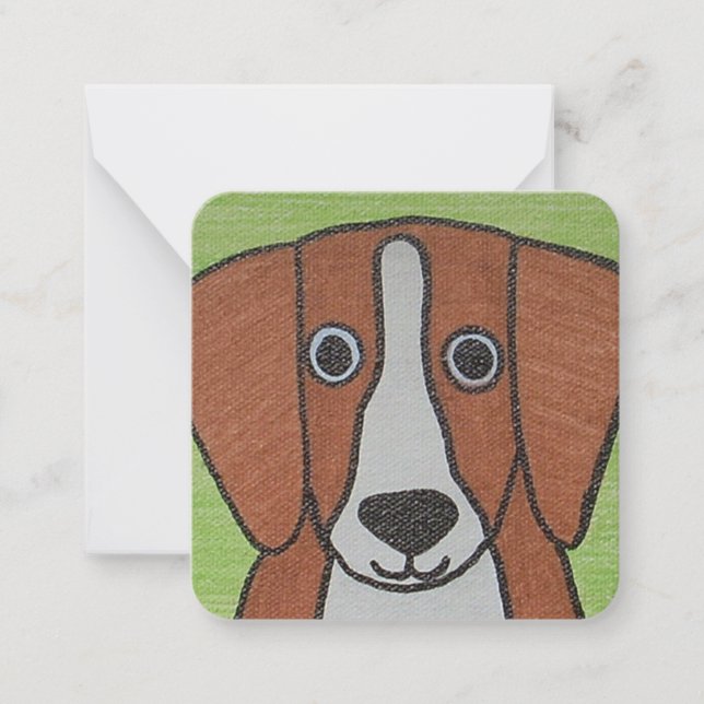 Cute Beagle Flat Note Card (Front)