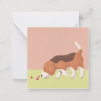 Cute Beagle & Hearts Illustration