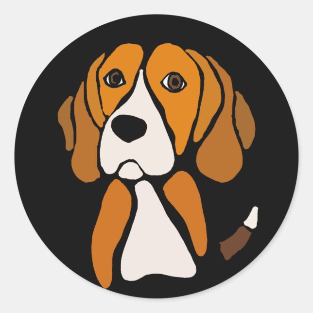 Cute Beagle Hound Dog Abstract Art Classic Round Sticker (Front)