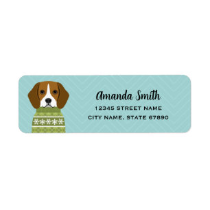 Cute Beagle in Sweater Blue Address Labels
