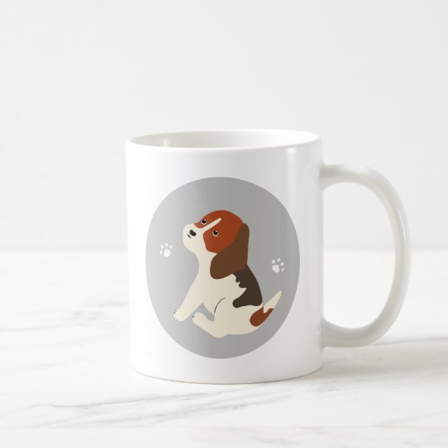Cute beagle mug かわいいビーグルのイラストのマグカップ コーヒーマグカップ (Right)