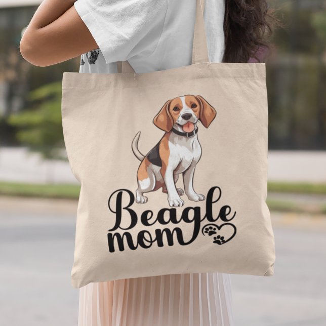 Cute Beagle Mum Gift Funny Cartoon Puppy Dog Lover Tote Bag (Creator Uploaded)