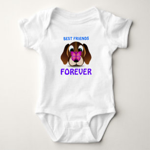 Cute Beagle Puppy Dog and Butterfly Best Friends Baby Bodysuit