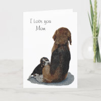 cute beagle puppy dog cuddling mum
