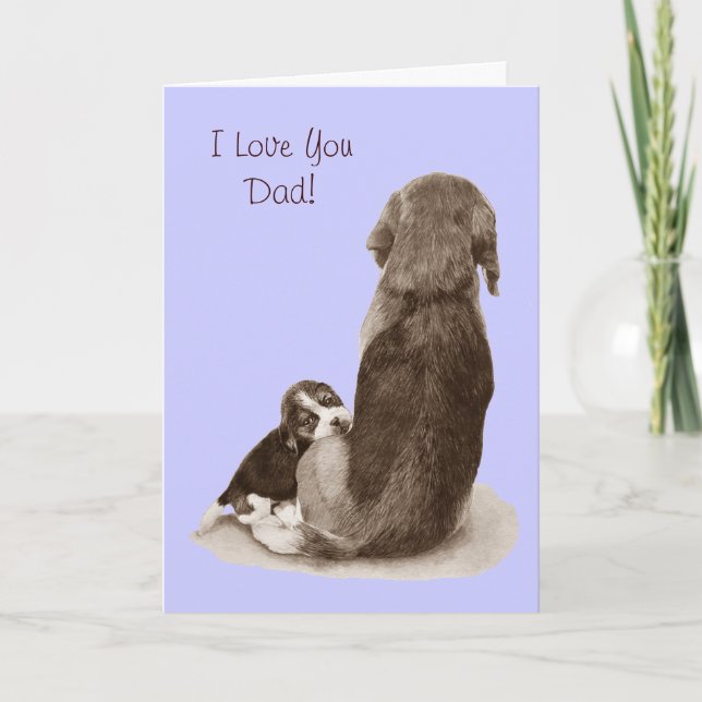Cute beagle puppy dog with verse for dad card (Front)