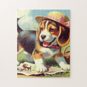 Cute Beagle Puppy Painting Jigsaw Puzzle
