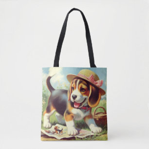 Cute Beagle Puppy Painting Tote Bag