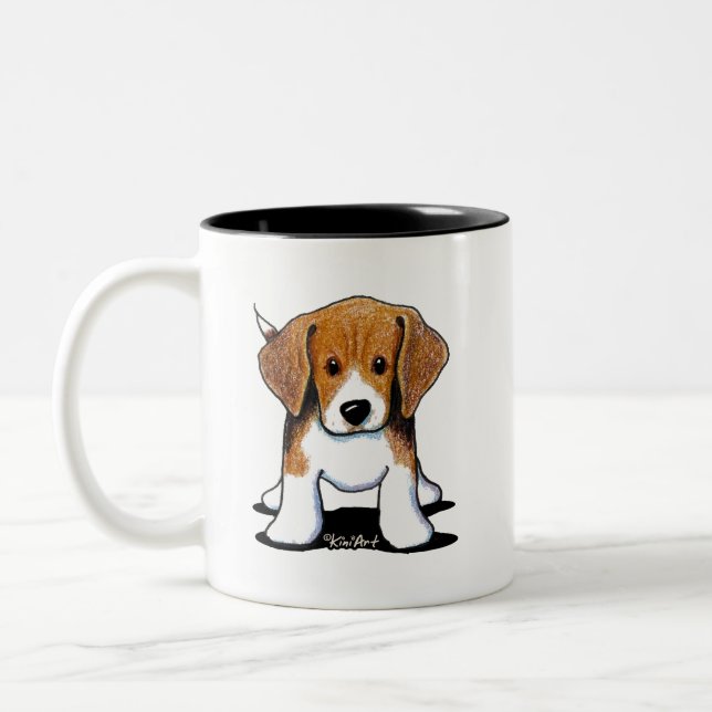 Cute Beagle Puppy Two-Tone Coffee Mug (Left)