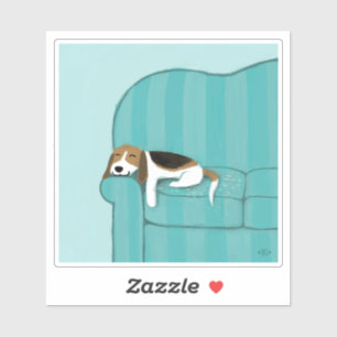 Cute Beagle Sleeping on Couch Fun Dog Lover's