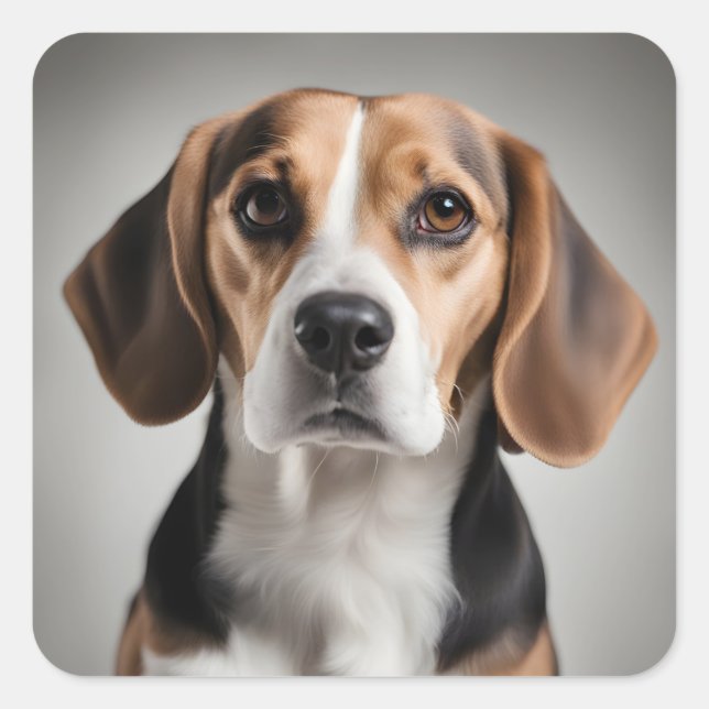 Cute Beagle Square Sticker (Front)