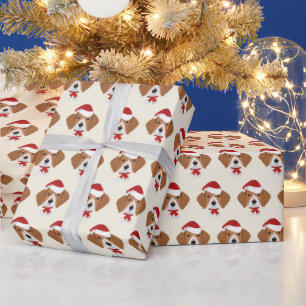 Cute Beagle with a Santa Hat Pattern Christmas Wrapping Paper