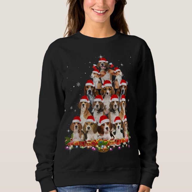 Cute Beagles Christmas Tree Dog Santa Xmas Tee Fun (Front)