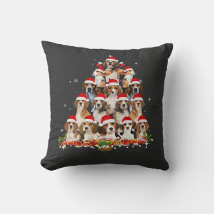 Cute Beagles Christmas Tree Dog Santa Xmas Tee Fun Cushion