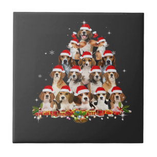 Cute Beagles Christmas Tree Dog Santa Xmas Tee Fun Tile