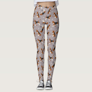 Cute Beagles Paws and Bones Grey Leggings