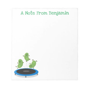 Cute beans jumping trampoline cartoon illustration notepad
