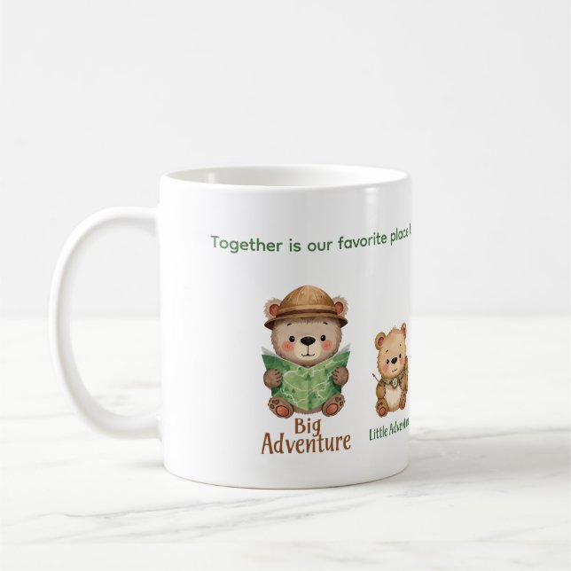 Cute Bear Adventure Family Matching Gift Coffee Mug (Left)