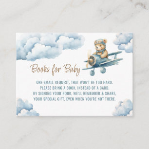 Cute Bear Aeroplane Blue Boy Books for Baby Enclosure Card
