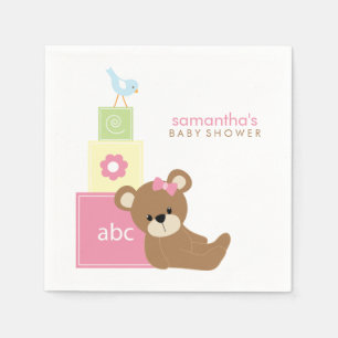Cute Bear and Alphabet Toy Blocks Napkin