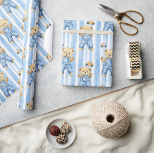 Cute Bear and baby boy Wrapping Paper