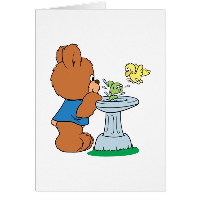 Cute Bear and Bird Bath Design (Front)