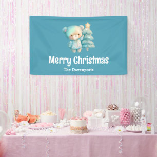 Cute Bear and Christmas Tree Holiday Banner