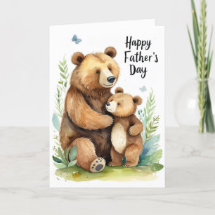 Cute Bear and Cub Fathers Day Adorable Animal  Holiday Card
