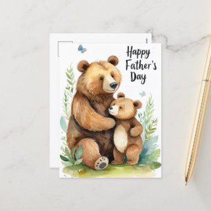 Cute Bear and Cub Fathers Day Adorable Animal  Holiday Postcard