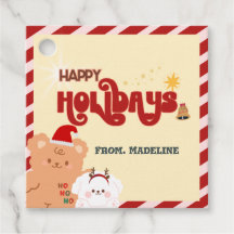 Cute bear and dogs holiday Christmas Gift Tag