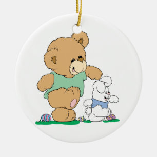 Cute Bear and Easter Bunny Ceramic Tree Decoration