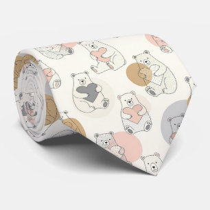 Cute Bear and Hearts -- Pastel Nursery (10) Tie